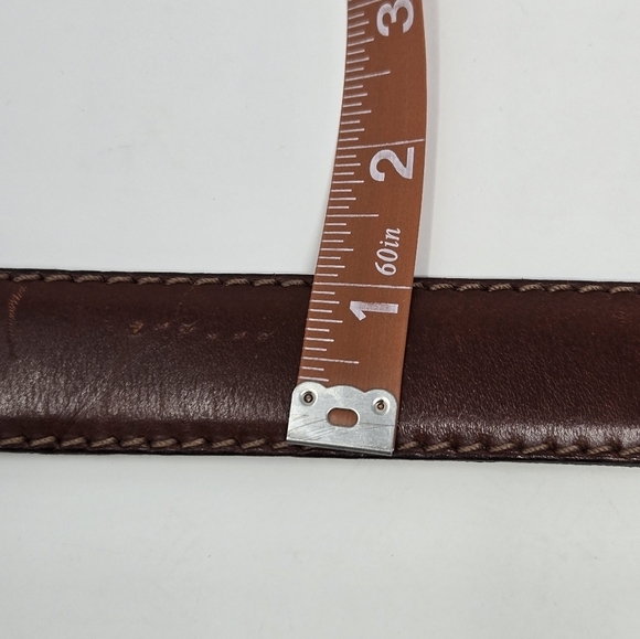 VINTAGE OLD NAVY BROWN ITALIAN LEATHER BELT SILVER BUCKLE END CAP UNISEX MEN 28 - Picture 9 of 14